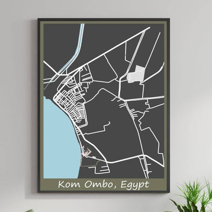 COLOURED ROAD MAP OF KOM OMBO, EGYPT BY MAPBAKES
