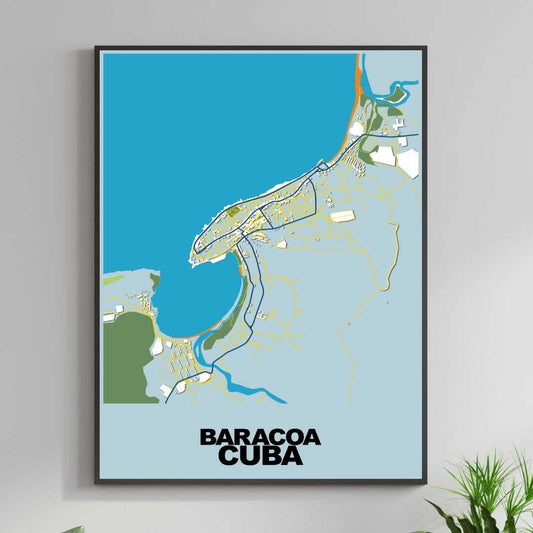 COLOURED ROAD MAP OF BARACOA, CUBA BY MAPBAKES