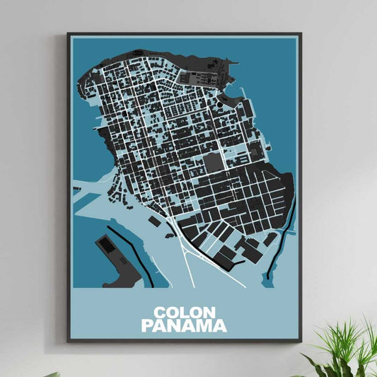 COLOURED ROAD MAP OF COLON, PANAMA BY MAPBAKES