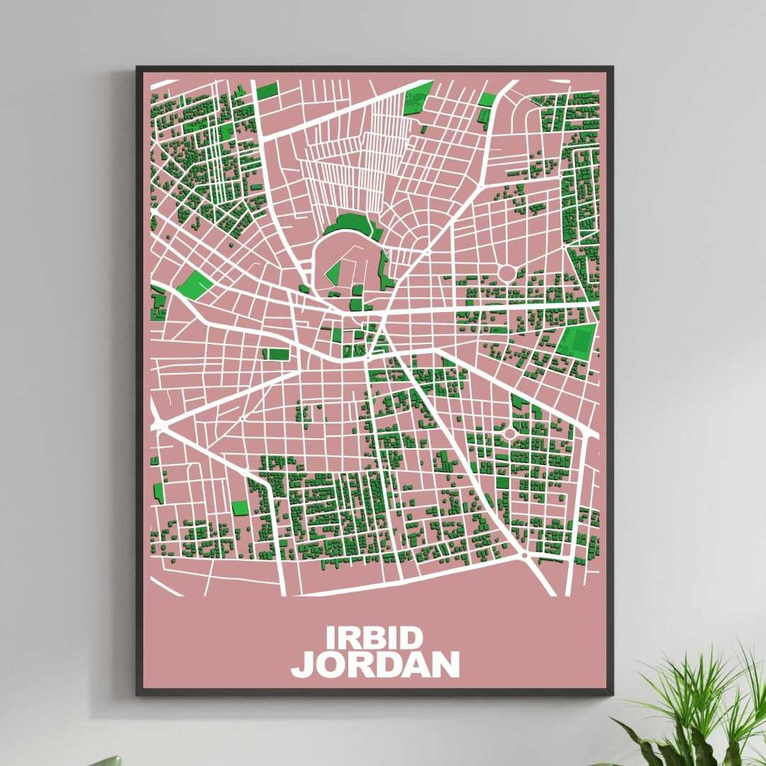 COLOURED ROAD MAP OF IRBID, JORDAN BY MAPBAKES