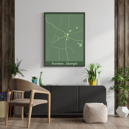 COLOURED ROAD MAP OF FUNSTON, GEORGIA BY MAPBAKES