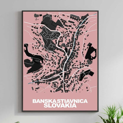 COLOURED ROAD MAP OF BANSKA STIAVNICA, SLOVAKIA BY MAPBAKES