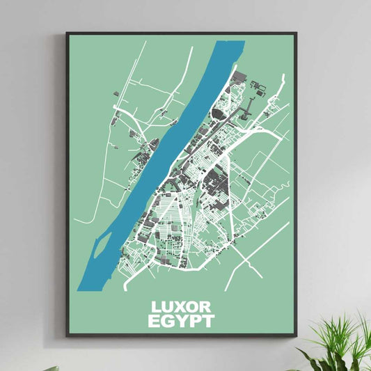 COLOURED ROAD MAP OF LUXOR, EGYPT BY MAPBAKES