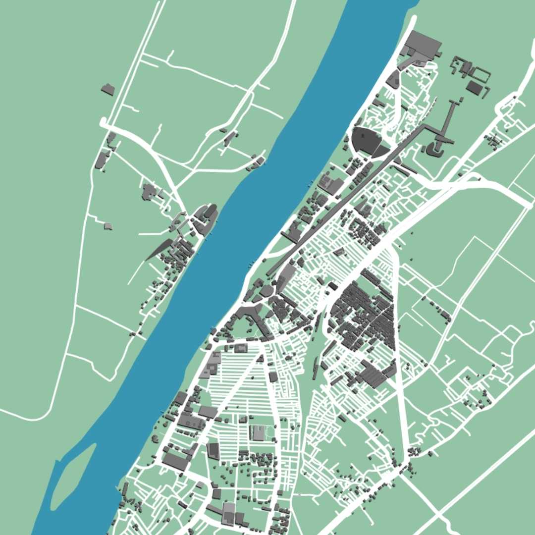 COLOURED ROAD MAP OF LUXOR, EGYPT BY MAPBAKES
