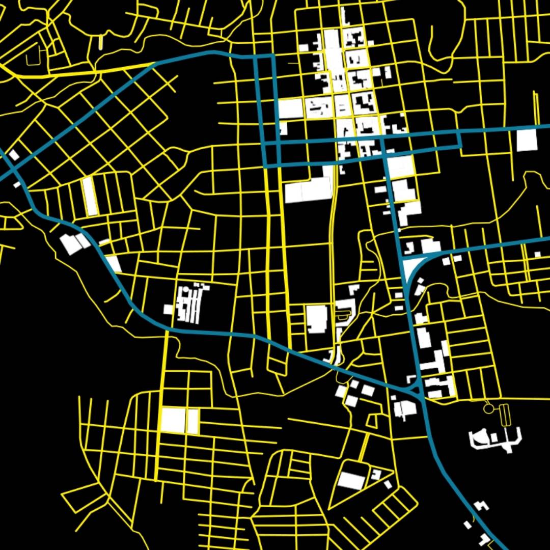 COLOURED ROAD MAP OF DANLI, HONDURAS BY MAPBAKES