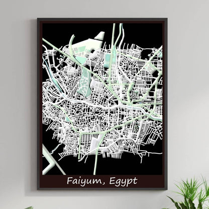 COLOURED ROAD MAP OF FAIYUM, EGYPT BY MAPBAKES