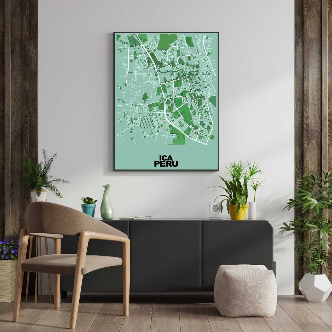 COLOURED ROAD MAP OF ICA, PERU BY MAPBAKES