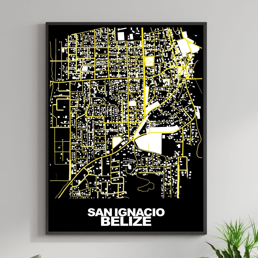 COLOURED ROAD MAP OF SAN IGNACIO, BELIZE BY MAPBAKES