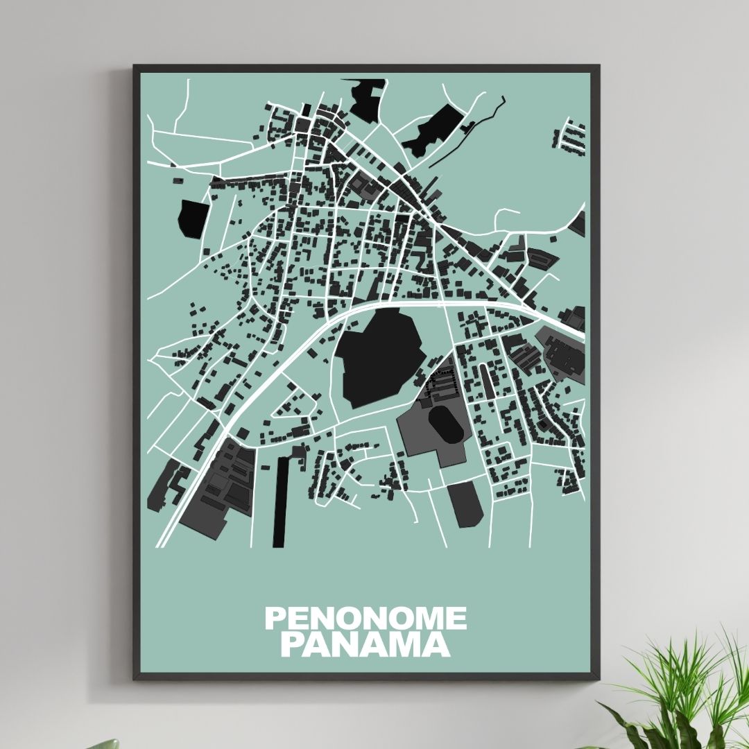 COLOURED ROAD MAP OF PENONOME, PANAMA BY MAPBAKES