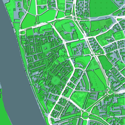 COLOURED ROAD MAP OF TORUN, POLAND BY MAPBAKES