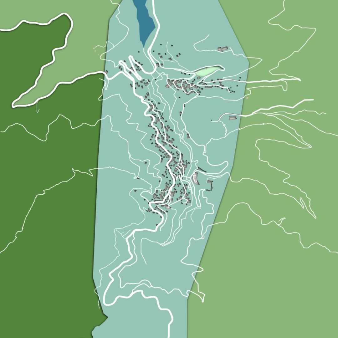COLOURED ROAD MAP OF OIKOS, CYPRUS BY MAPBAKES