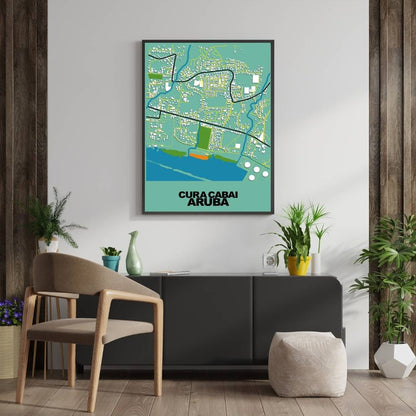 COLOURED ROAD MAP OF CURA CABAI, ARUBA BY MAPBAKES