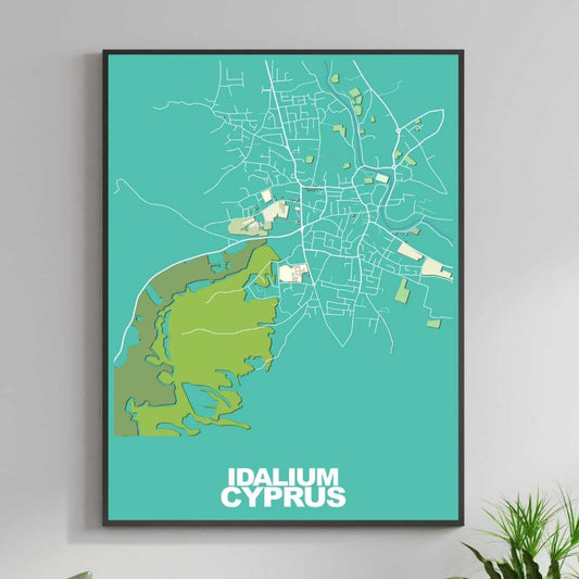 COLOURED ROAD MAP OF IDALIUM, CYPRUS BY MAPBAKES