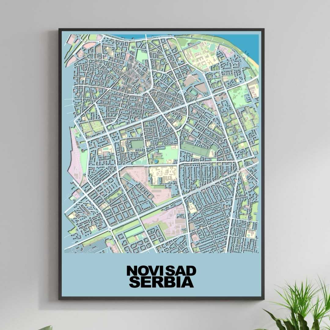 COLOURED ROAD MAP OF NOVI SAD, SERBIA BY MAPBAKES