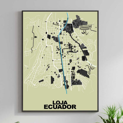 COLOURED ROAD MAP OF LOJA, ECUADOR BY MAPBAKES