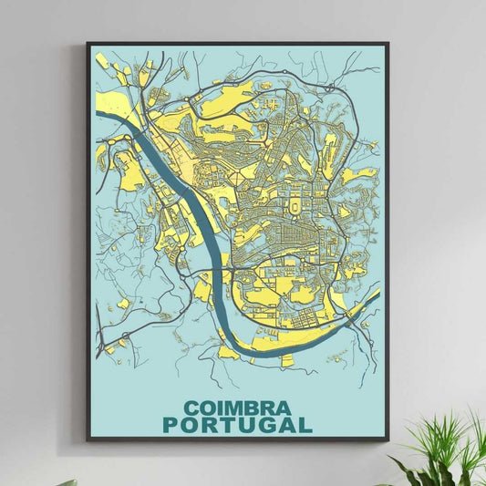 COLOURED ROAD MAP OF COIMBRA, PORTUGAL BY MAPBAKES