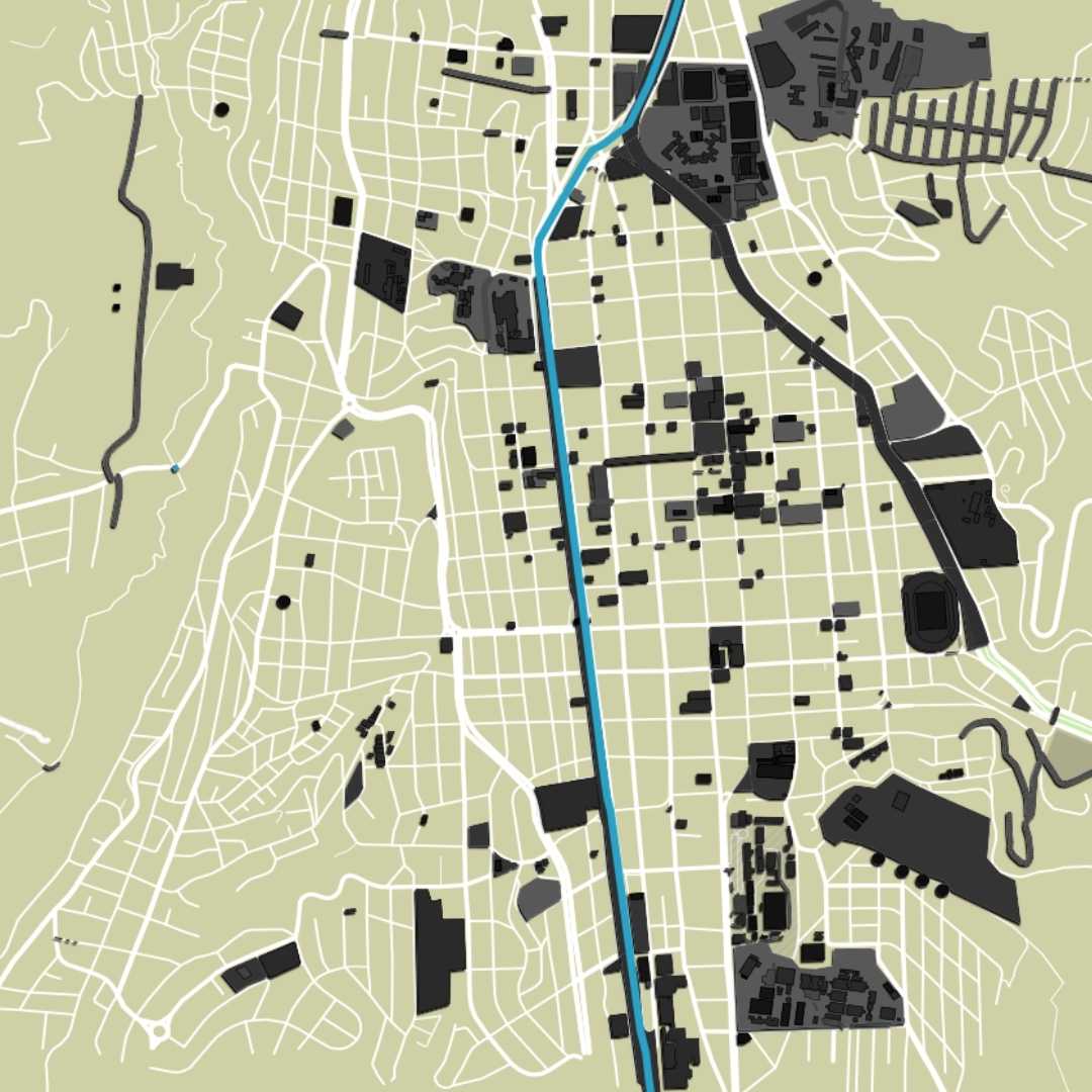 COLOURED ROAD MAP OF LOJA, ECUADOR BY MAPBAKES