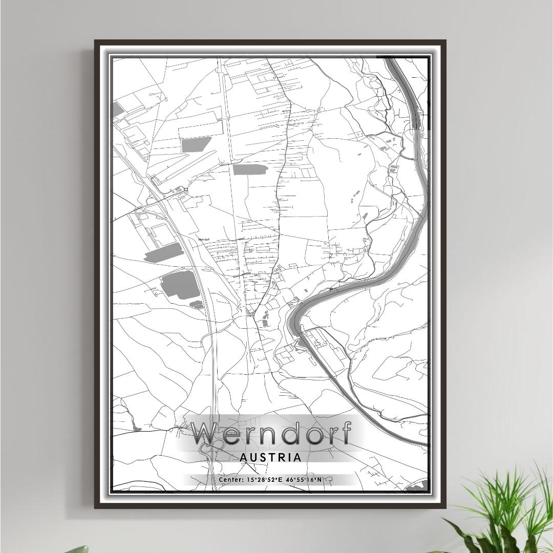 ROAD MAP OF WERNDORF, AUSTRIA BY MAPBAKES