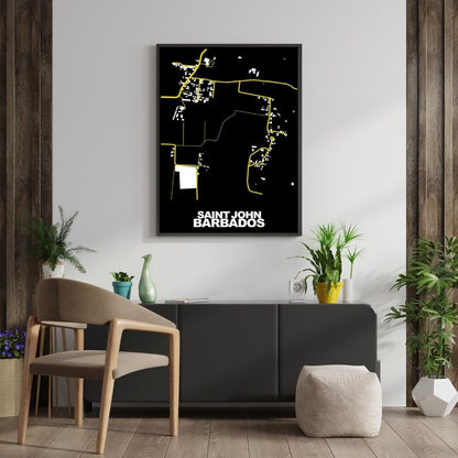COLOURED ROAD MAP OF SAINT JOHN, BARBADOS BY MAPBAKES