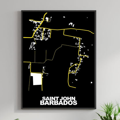COLOURED ROAD MAP OF SAINT JOHN, BARBADOS BY MAPBAKES