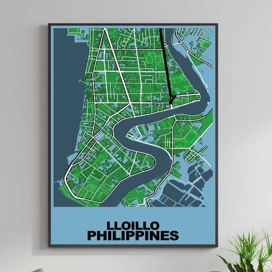 COLOURED ROAD MAP OF LLOILLO, PHILIPPINES BY MAPBAKES