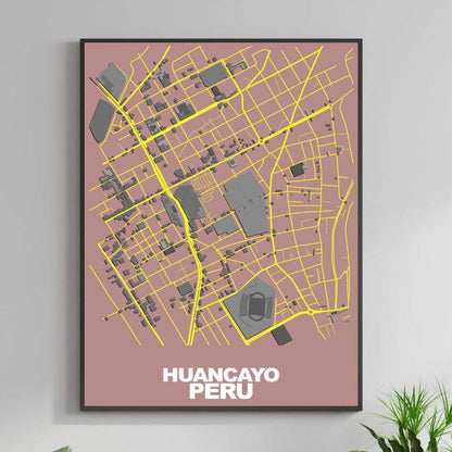 COLOURED ROAD MAP OF HUANCAYO, PERU BY MAPBAKES