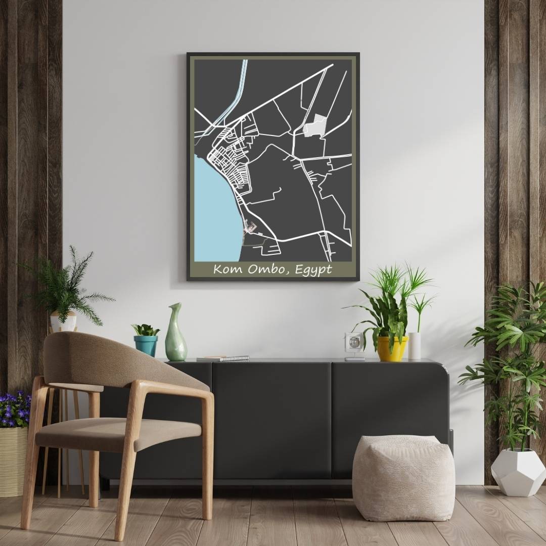 COLOURED ROAD MAP OF KOM OMBO, EGYPT BY MAPBAKES