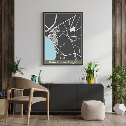 COLOURED ROAD MAP OF KOM OMBO, EGYPT BY MAPBAKES