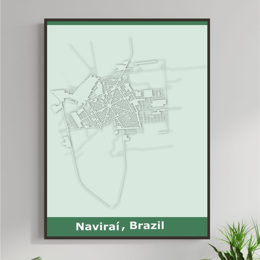 COLOURED ROAD MAP OF NAVIRAI, BRAZIL BY MAPBAKES