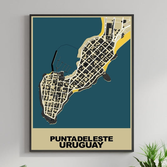 COLOURED ROAD MAP OF PUNTA DEL ESTE, URUGUAY BY MAPBAKES