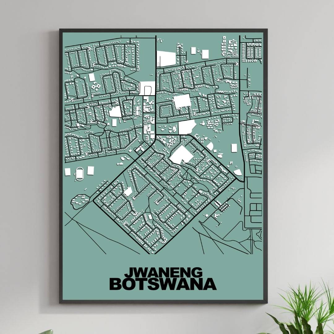 COLOURED ROAD MAP OF JWANENG, BOTSWANA BY MAPBAKES