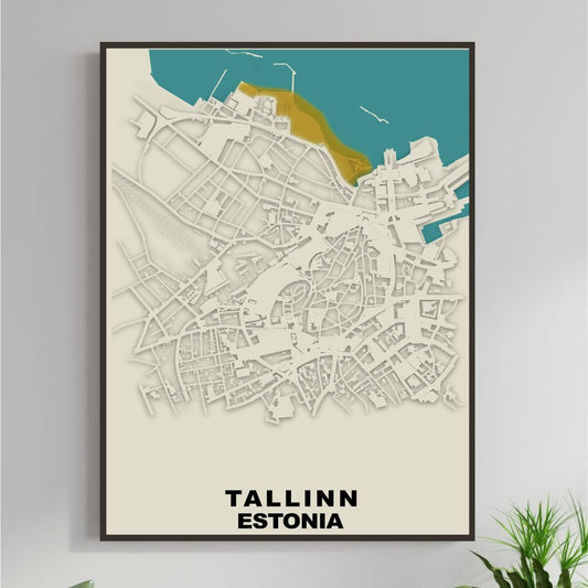 COLOURED ROAD MAP TALLINN, ESTONIA BY MAPBAKES