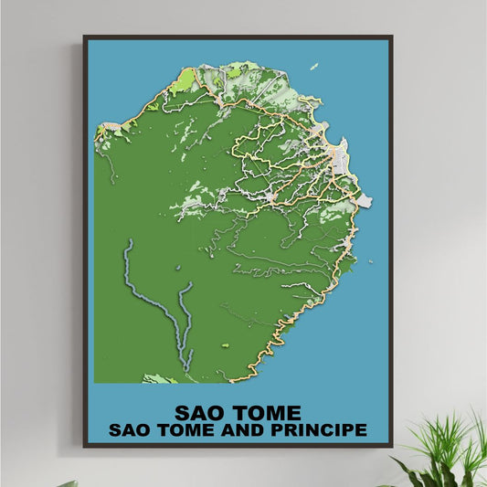 COLOURED ROAD MAP OF SAO TOME CITY BY MAPBAKES