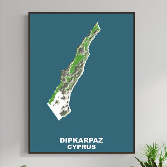 COLOURED ROAD MAP OF DIPKARPAZ, CYPRUS BY MAPBAKES
