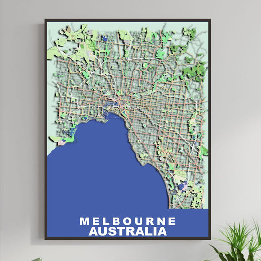 COLOURED ROAD MAP OF MELBOURNE AUSTRALIA, AUSTRALIA BY MAPBAKES