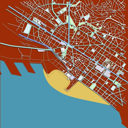 COLOURED ROAD MAP OF THESSALONIKI, GREECE BY MAPBAKES