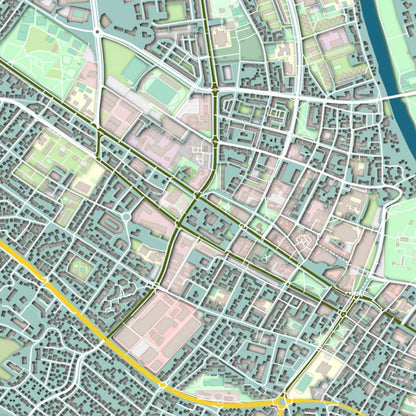COLOURED ROAD MAP OF BANJA LUKA, BOSNIA & HERZEGOVINA BY MAPBAKES