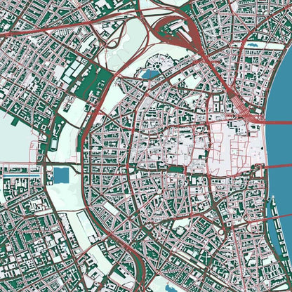 COLOURED ROAD MAP OF COLOGNE, GERMANY BY MAPBAKES