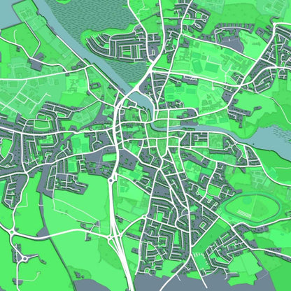 COLOURED ROAD MAP OF SLIGO, IRELAND BY MAPBAKES