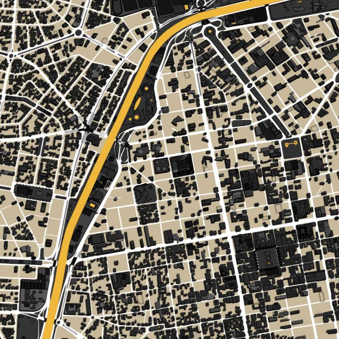 COLOURED ROAD MAP OF COCHABAMBA, BOLIVIA BY MAPBAKES