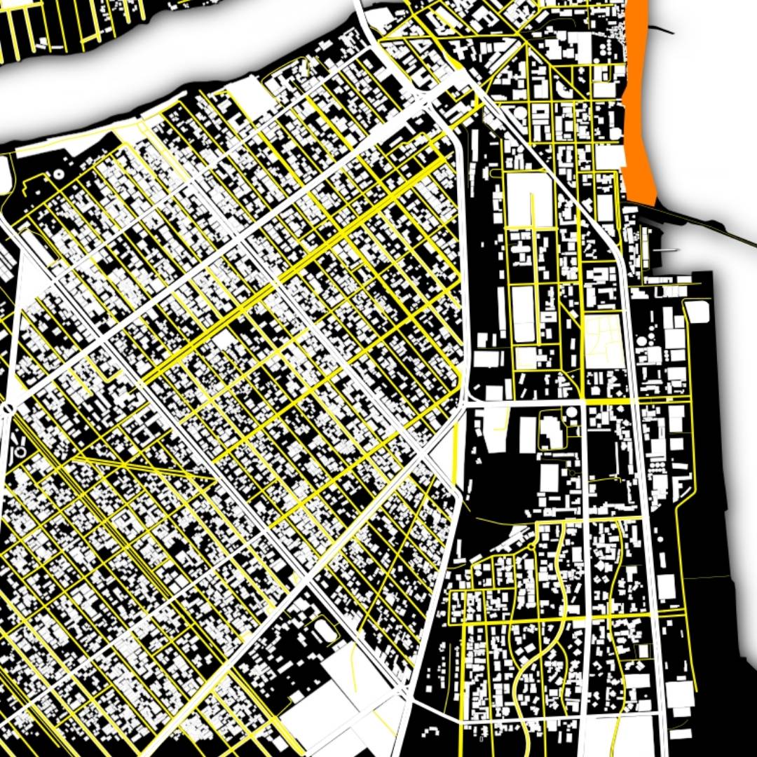 COLOURED ROAD MAP OF COTONOU, BENIN BY MAPBAKES