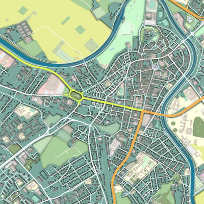 COLOURED ROAD MAP OF NITRA, SLOVAKIA BY MAPBAKES