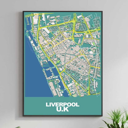 COLOURED ROAD MAP OF LIVERPOOL, UK BY MAPBAKES