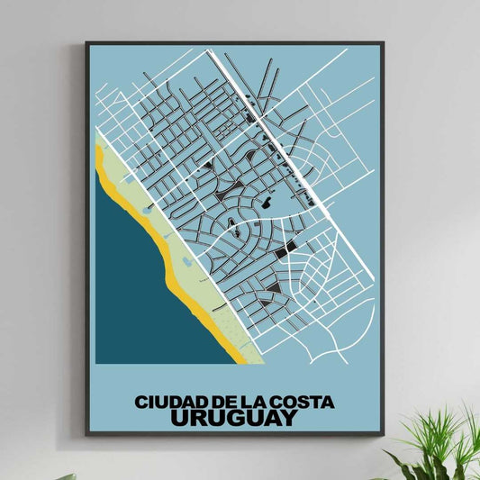 COLOURED ROAD MAP OF CIUDAD DE LA COSTA, URUGUAY BY MAPBAKES