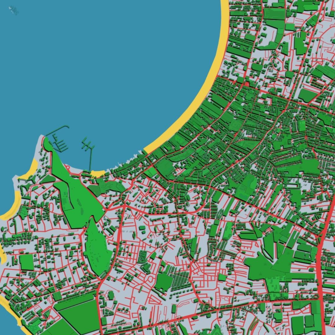 COLOURED ROAD MAP OF PATTAYA, THAILAND BY MAPBAKES