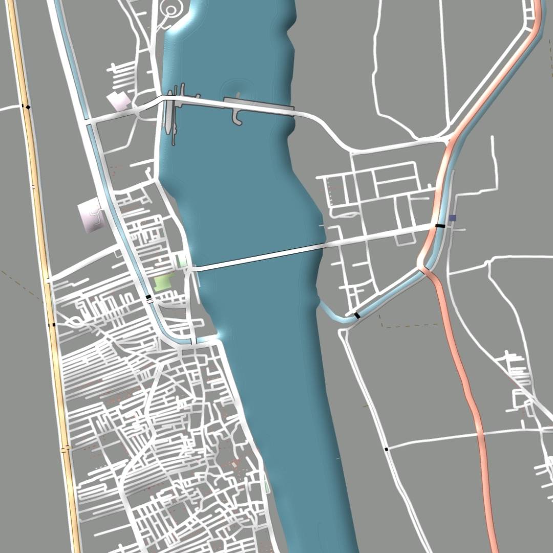 COLOURED ROAD MAP OF ESNA, EGYPT BY MAPBAKES
