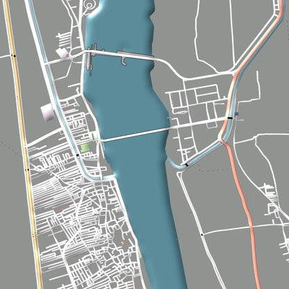 COLOURED ROAD MAP OF ESNA, EGYPT BY MAPBAKES