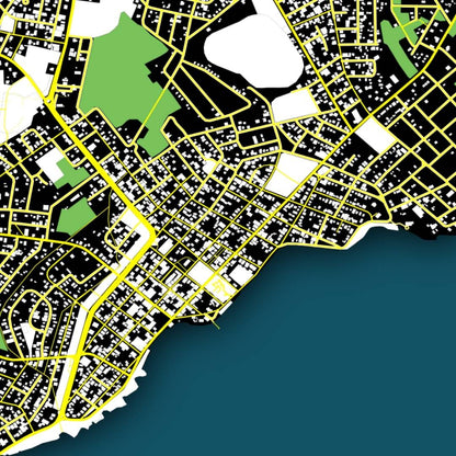 COLOURED ROAD MAP OF COROZAL, BELIZE BY MAPBAKES