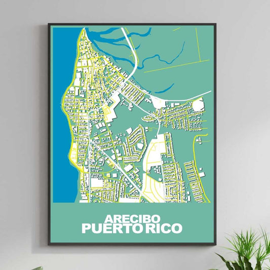 COLOURED ROAD MAP OF ARECIBO, PUERTO RICO BY MAPBAKES