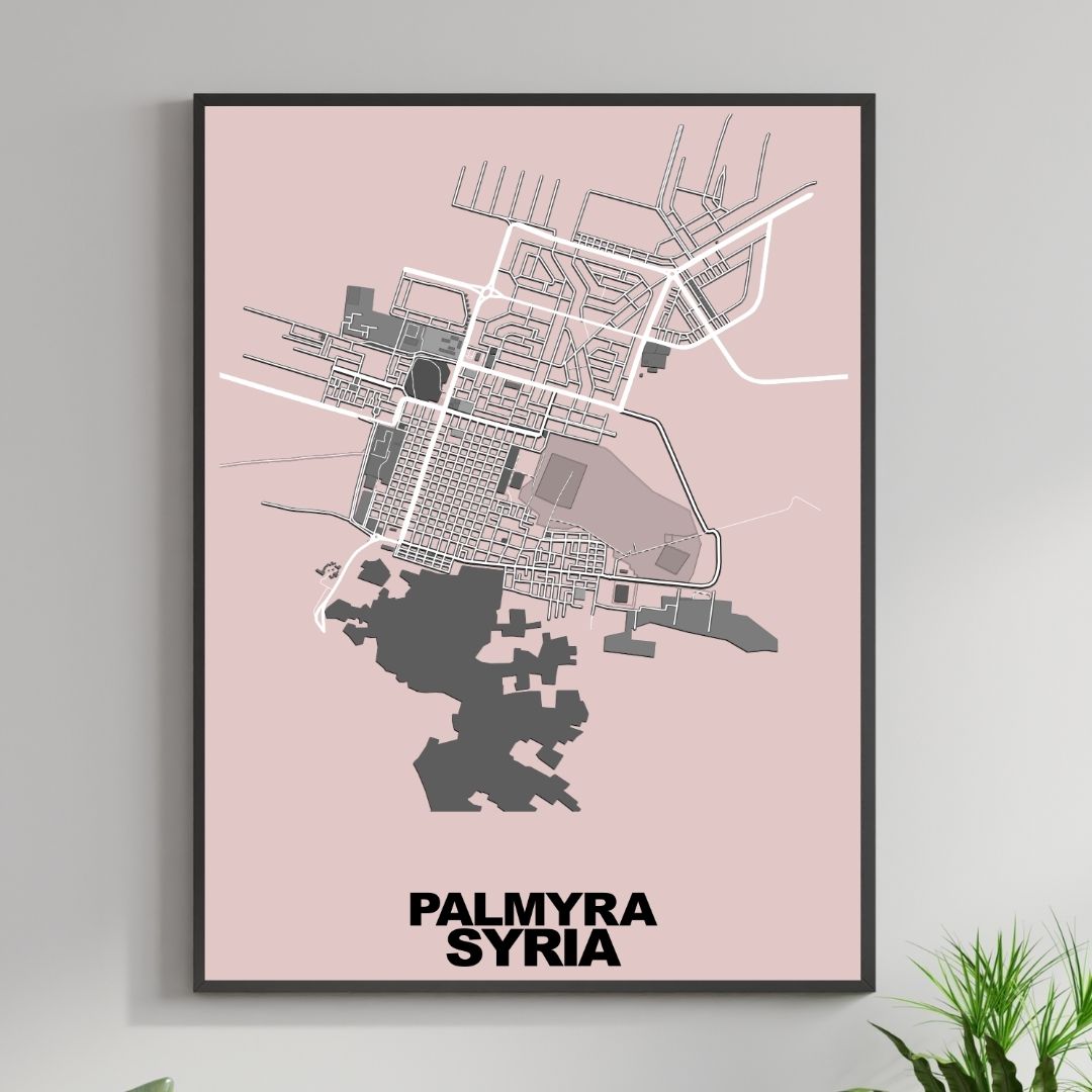 COLOURED ROAD MAP OF PALMYRA, SYRIA BY MAPBAKES